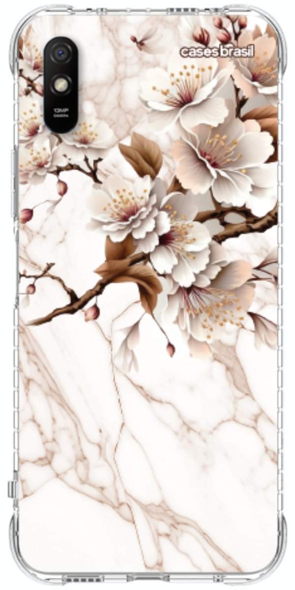 Capinha para Celular Mármore Sépia Floral