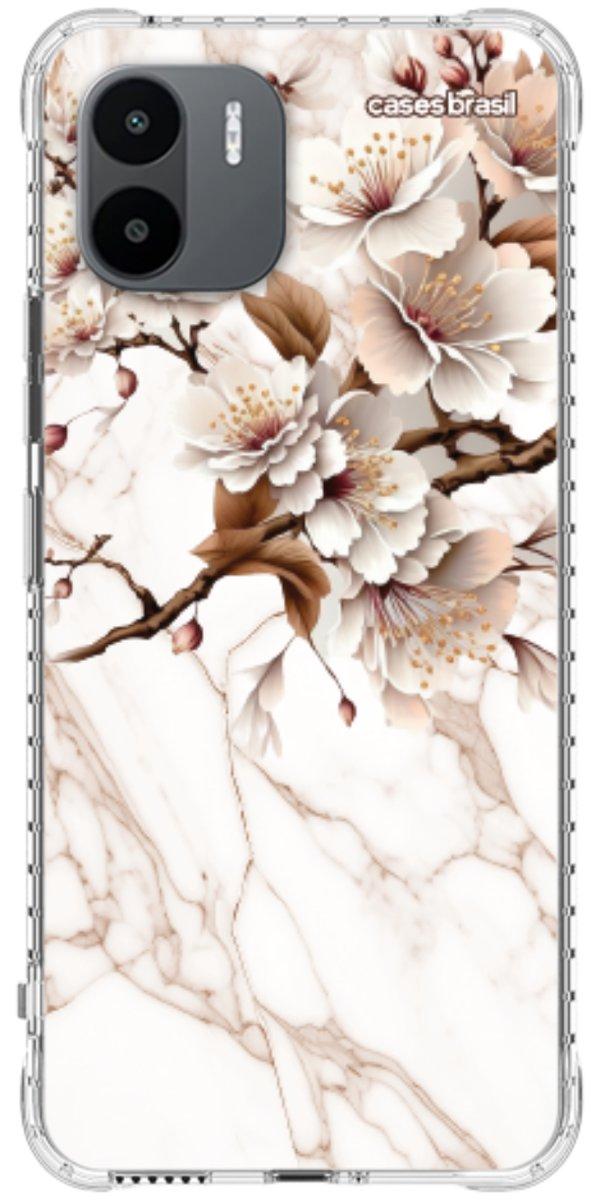 Capinha para Celular Mármore Sépia Floral