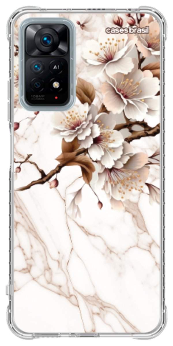 Capinha para Celular Mármore Sépia Floral