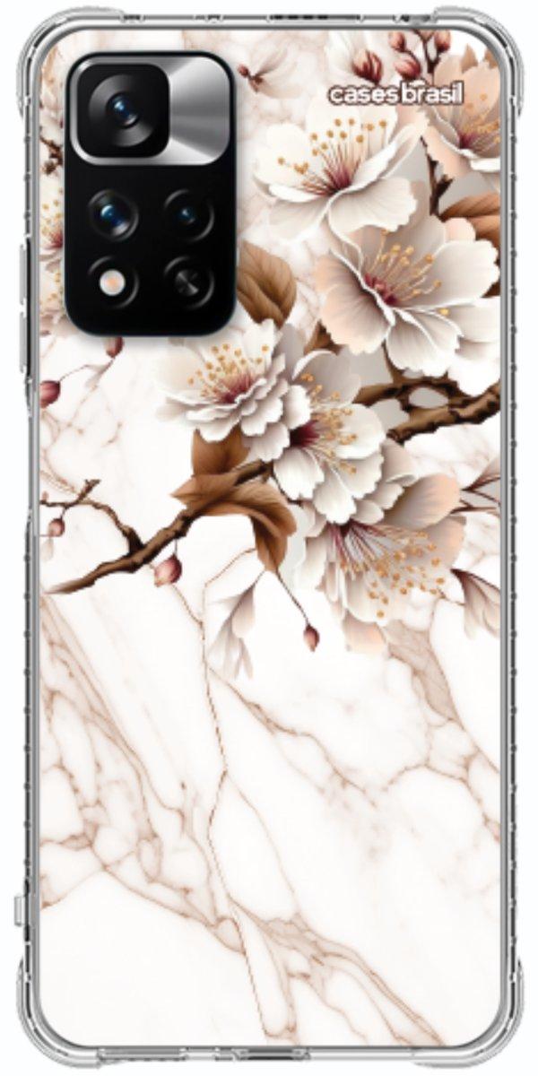 Capinha para Celular Mármore Sépia Floral