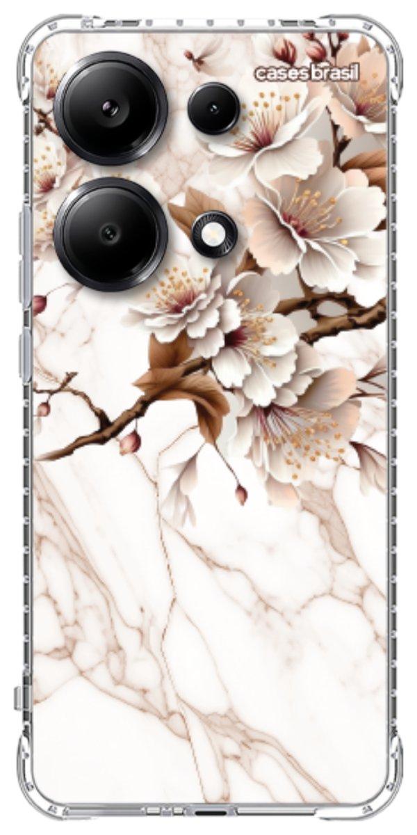 Capinha para Celular Mármore Sépia Floral