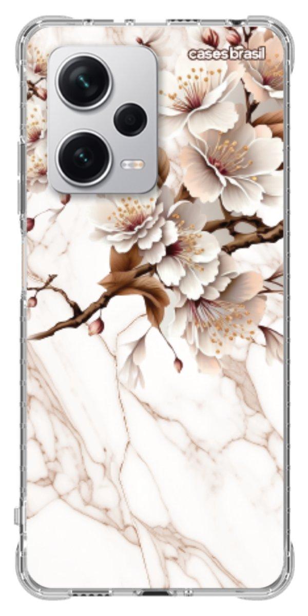 Capinha para Celular Mármore Sépia Floral