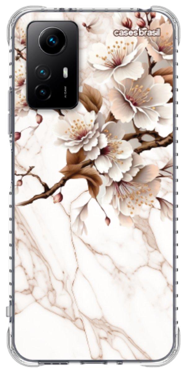 Capinha para Celular Mármore Sépia Floral