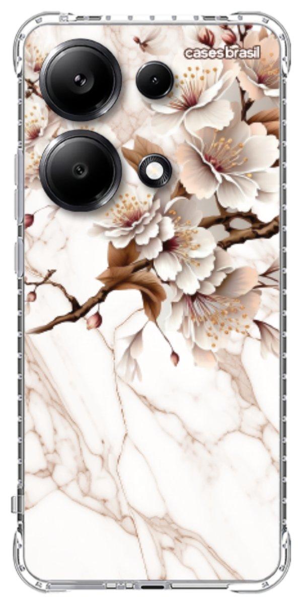 Capinha para Celular Mármore Sépia Floral
