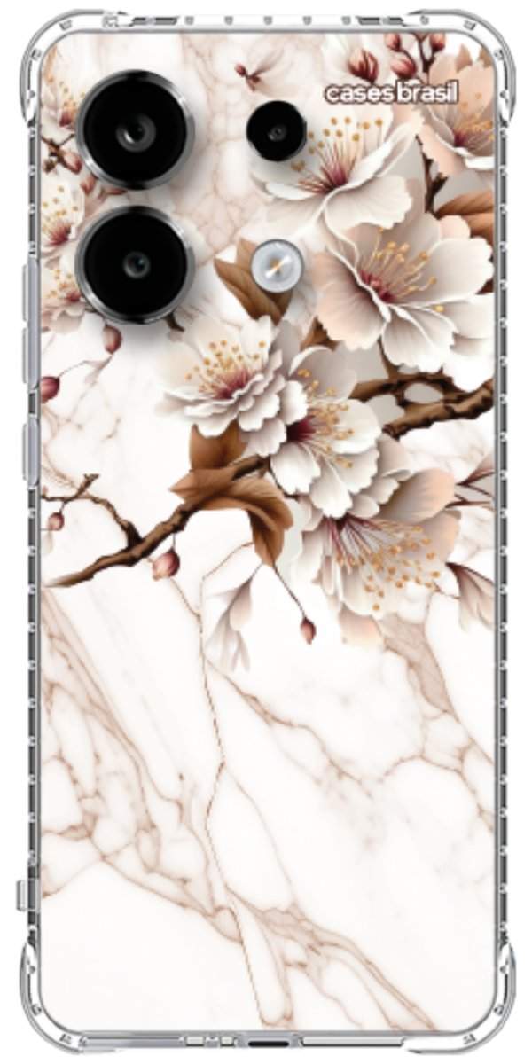 Capinha para Celular Mármore Sépia Floral