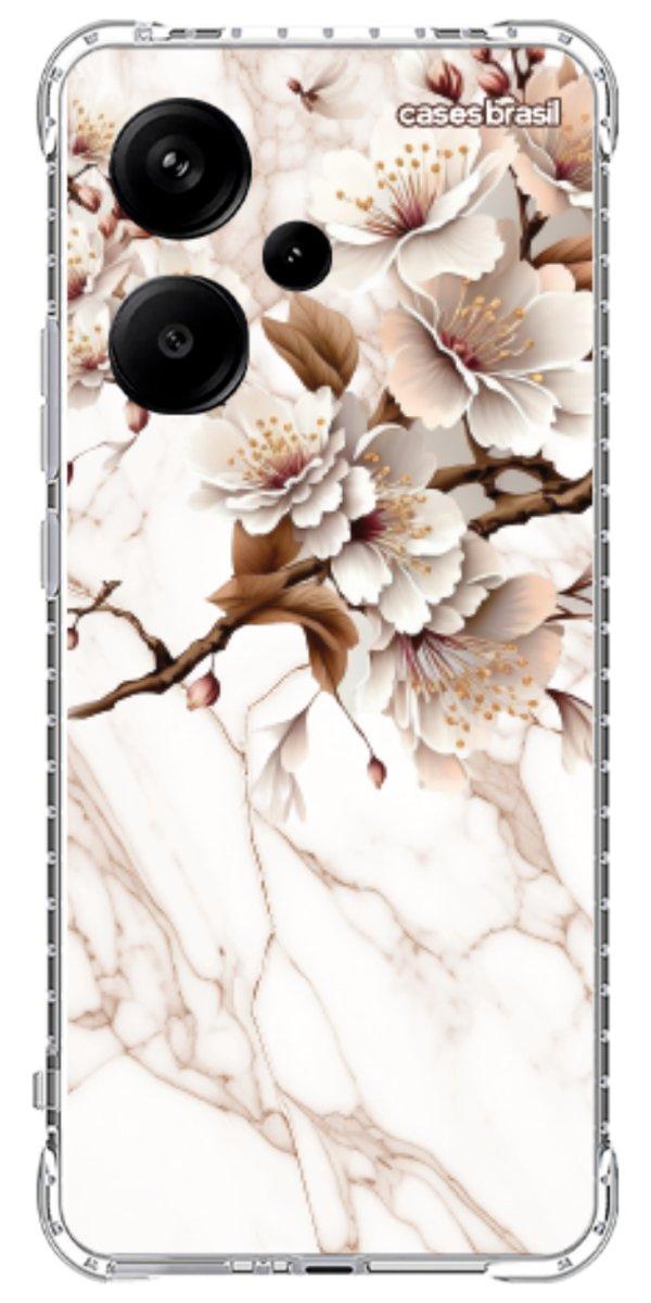 Capinha para Celular Mármore Sépia Floral