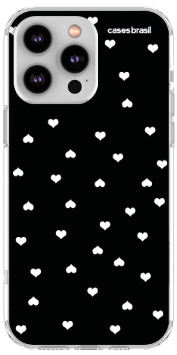 Capinha para Celular Corações Minimalistas Black