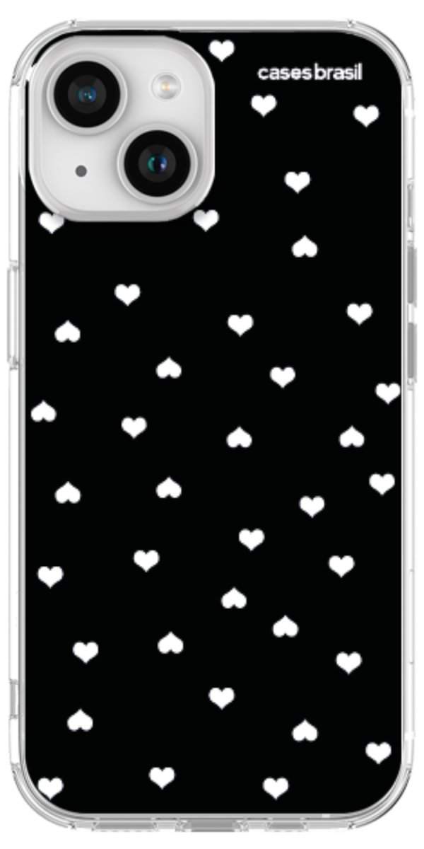 Capinha para Celular Corações Minimalistas Black