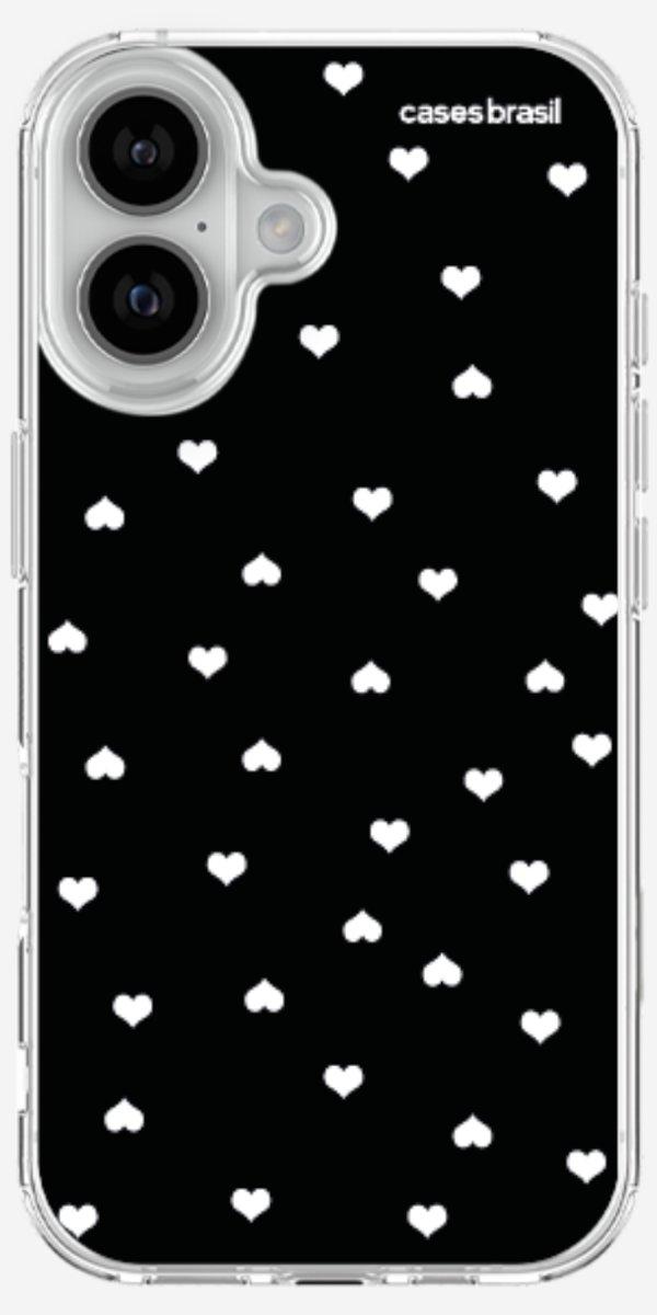 Capinha para Celular Corações Minimalistas Black