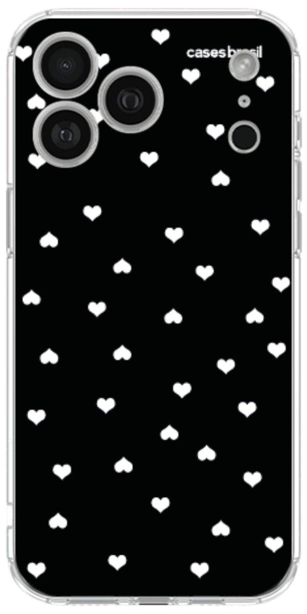 Capinha para Celular Corações Minimalistas Black