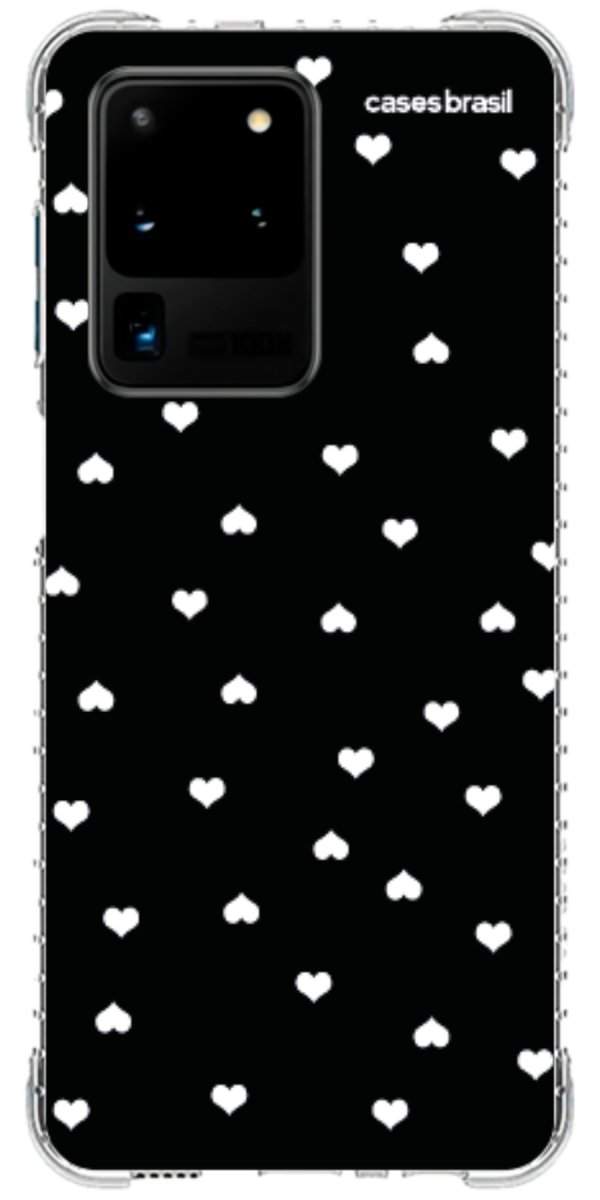 Capinha para Celular Corações Minimalistas Black