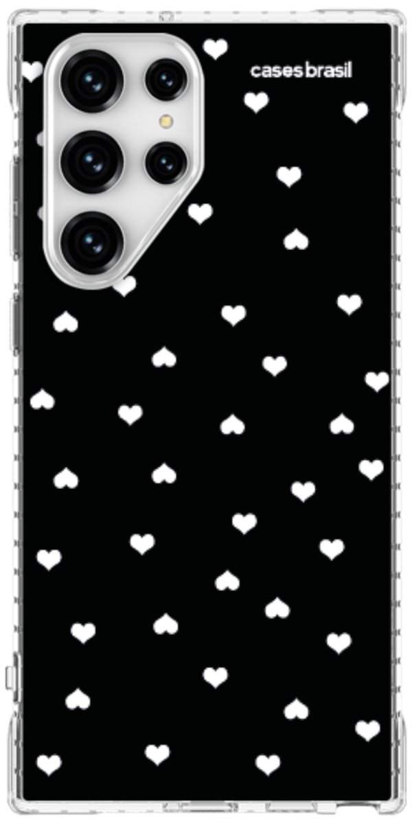 Capinha para Celular Corações Minimalistas Black