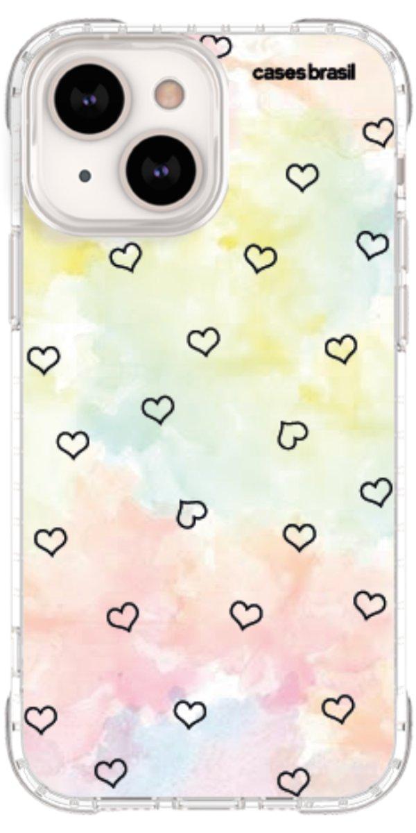 Capinha para Celular Corações Aquarela