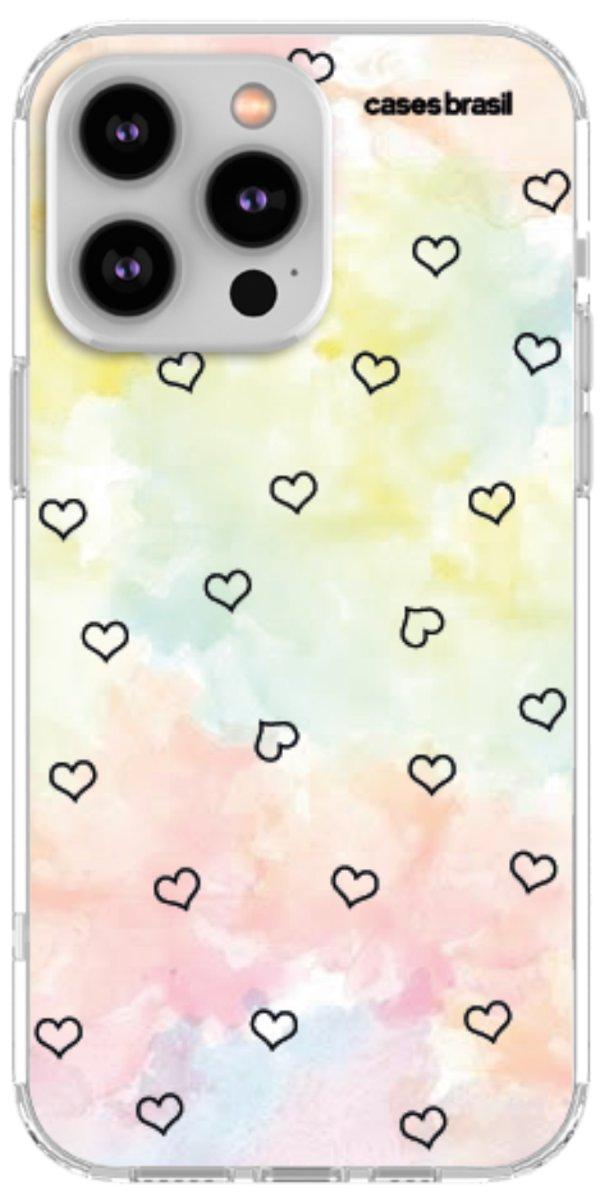 Capinha para Celular Corações Aquarela