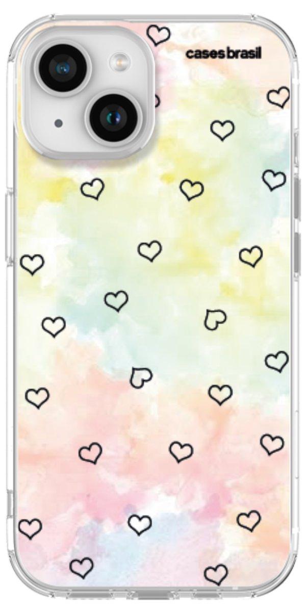 Capinha para Celular Corações Aquarela