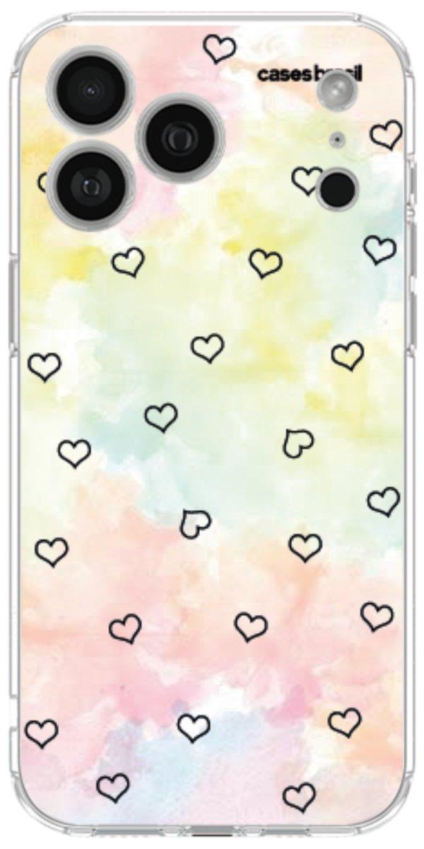 Capinha para Celular Corações Aquarela
