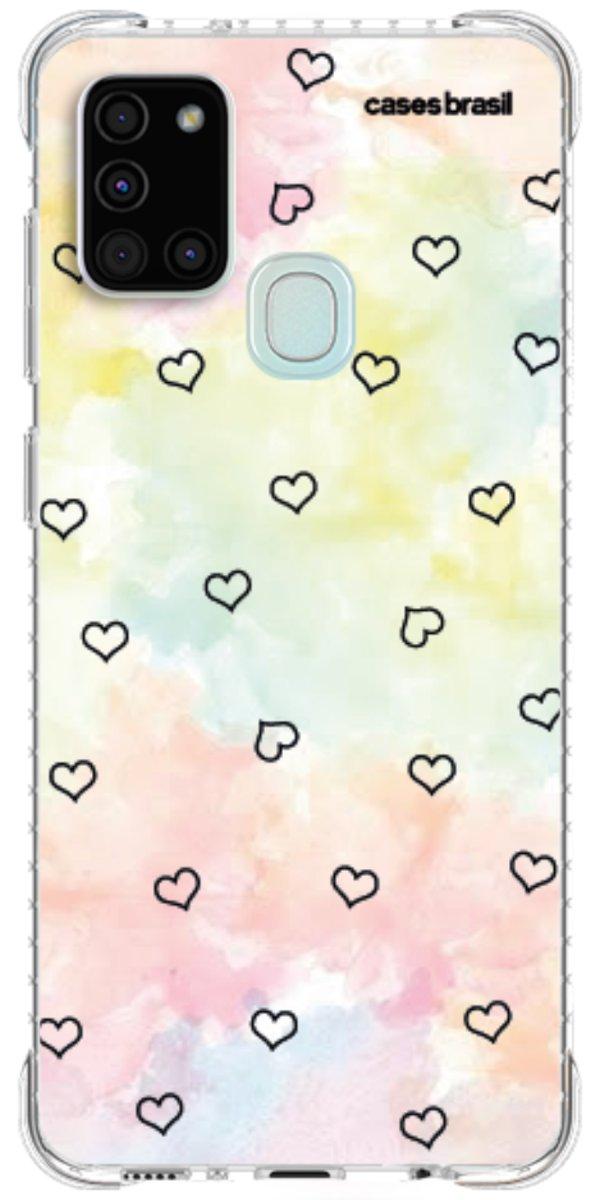 Capinha para Celular Corações Aquarela