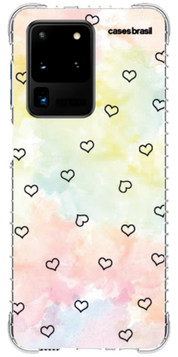 Capinha para Celular Corações Aquarela