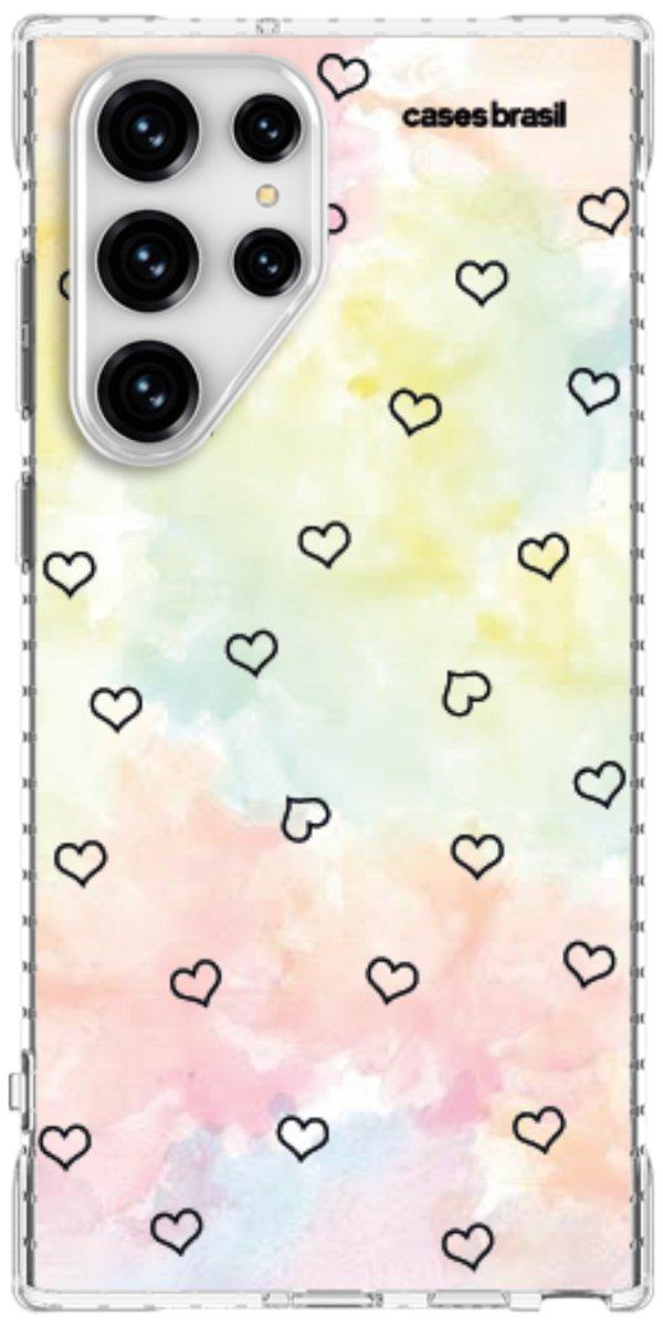 Capinha para Celular Corações Aquarela
