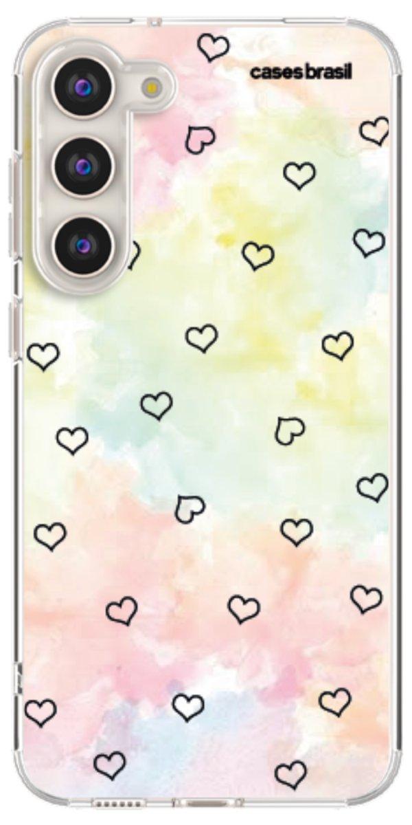 Capinha para Celular Corações Aquarela