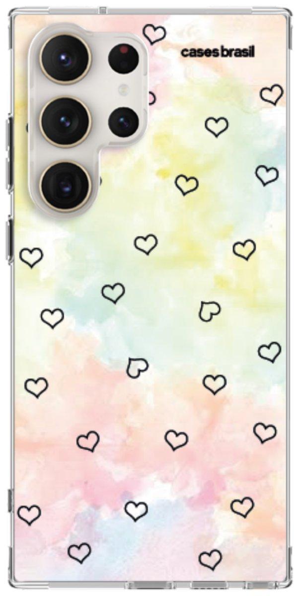 Capinha para Celular Corações Aquarela