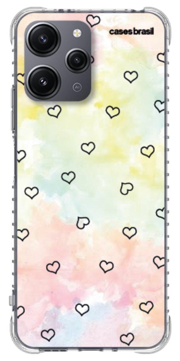 Capinha para Celular Corações Aquarela