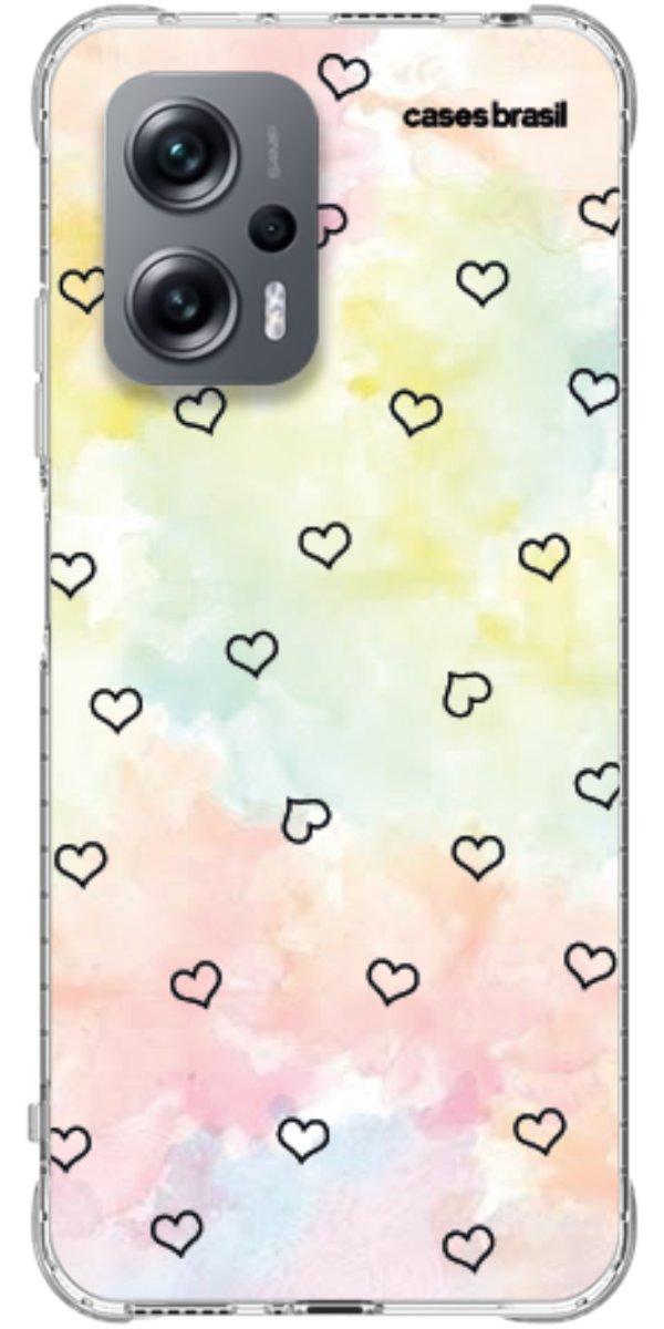 Capinha para Celular Corações Aquarela