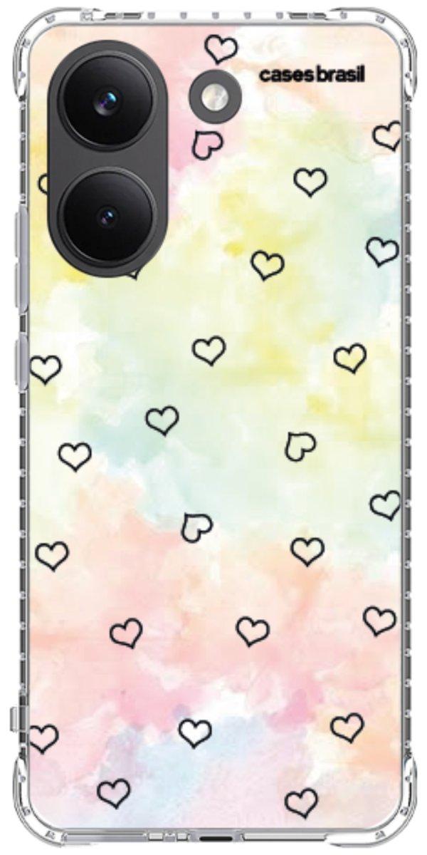 Capinha para Celular Corações Aquarela