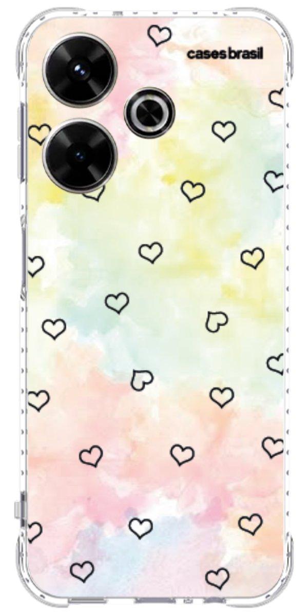 Capinha para Celular Corações Aquarela