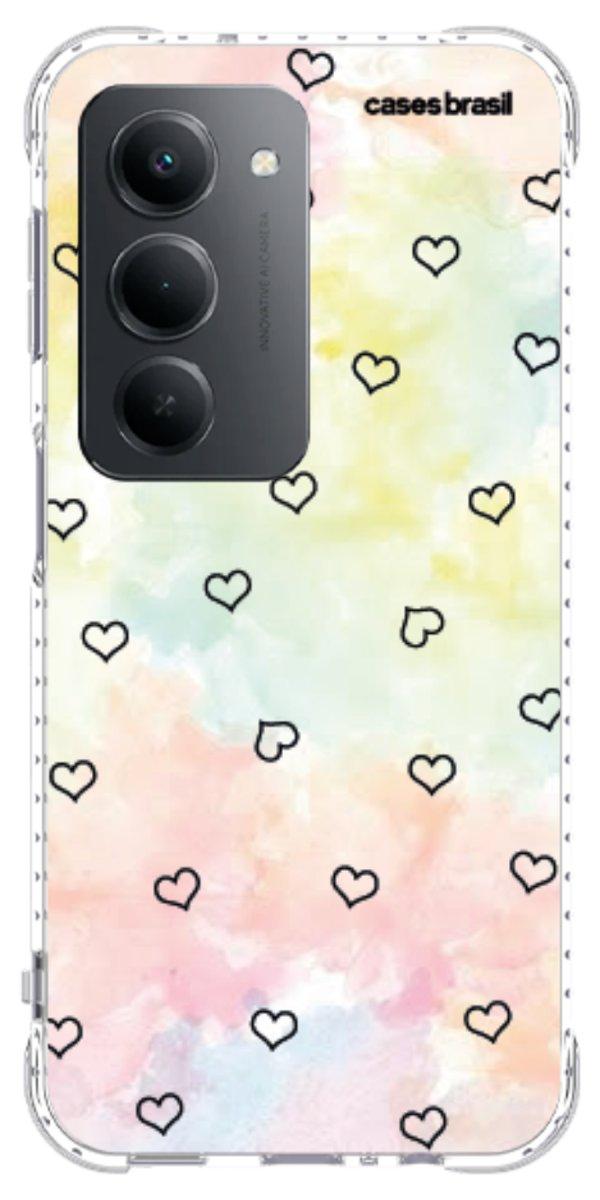 Capinha para Celular Corações Aquarela