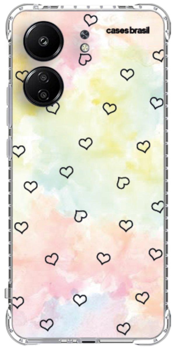 Capinha para Celular Corações Aquarela