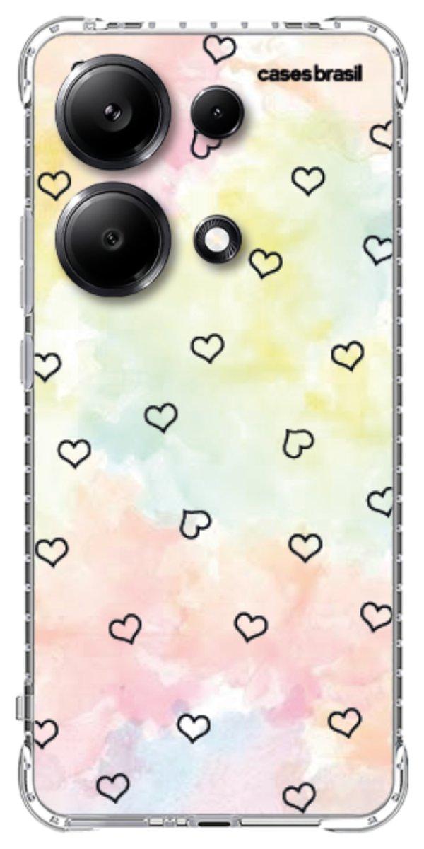 Capinha para Celular Corações Aquarela