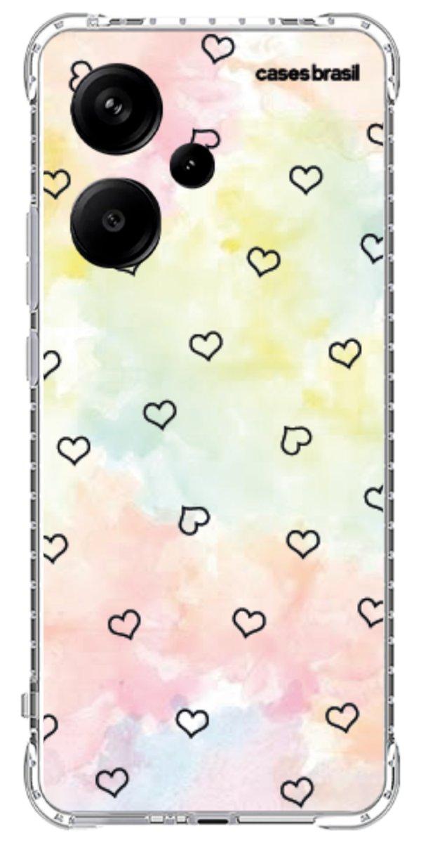 Capinha para Celular Corações Aquarela