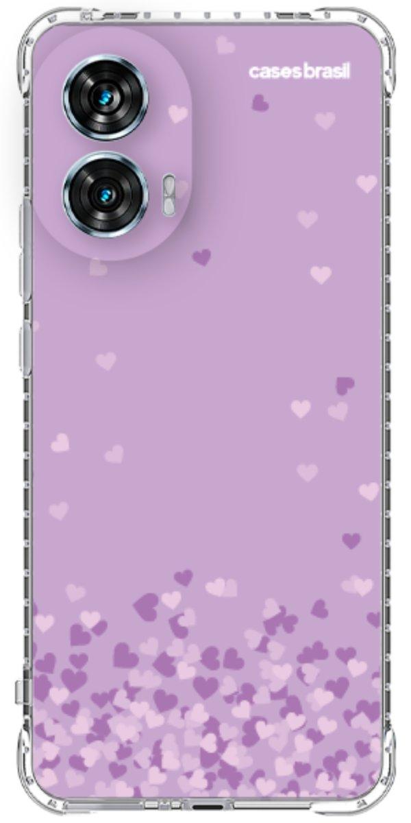 Capinha para Celular Corações Flutuantes Lilás