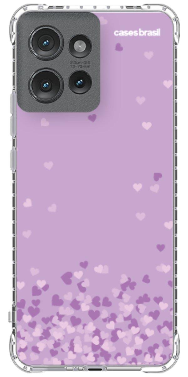 Capinha para Celular Corações Flutuantes Lilás