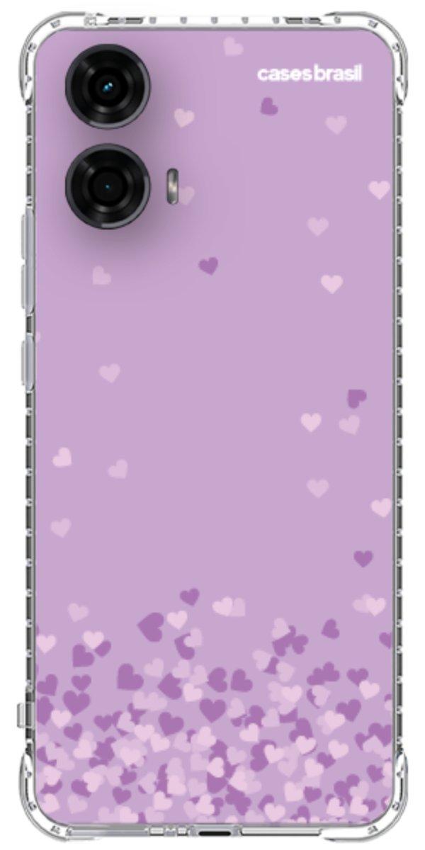 Capinha para Celular Corações Flutuantes Lilás