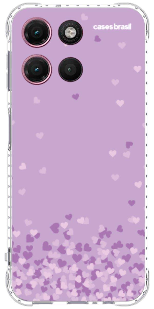 Capinha para Celular Corações Flutuantes Lilás