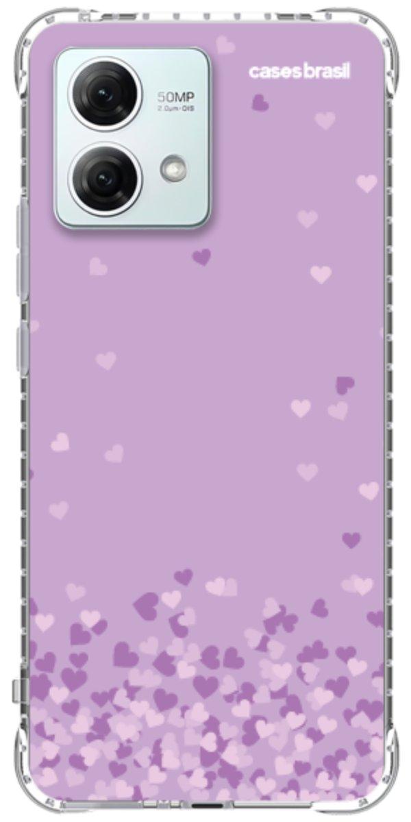 Capinha para Celular Corações Flutuantes Lilás