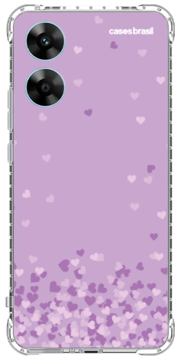 Capinha para Celular Corações Flutuantes Lilás