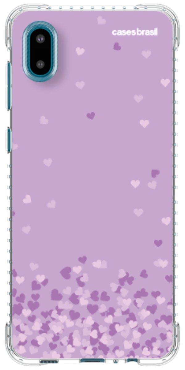 Capinha para Celular Corações Flutuantes Lilás
