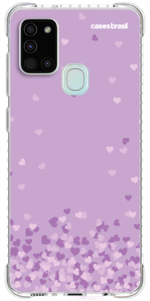 Capinha para Celular Corações Flutuantes Lilás