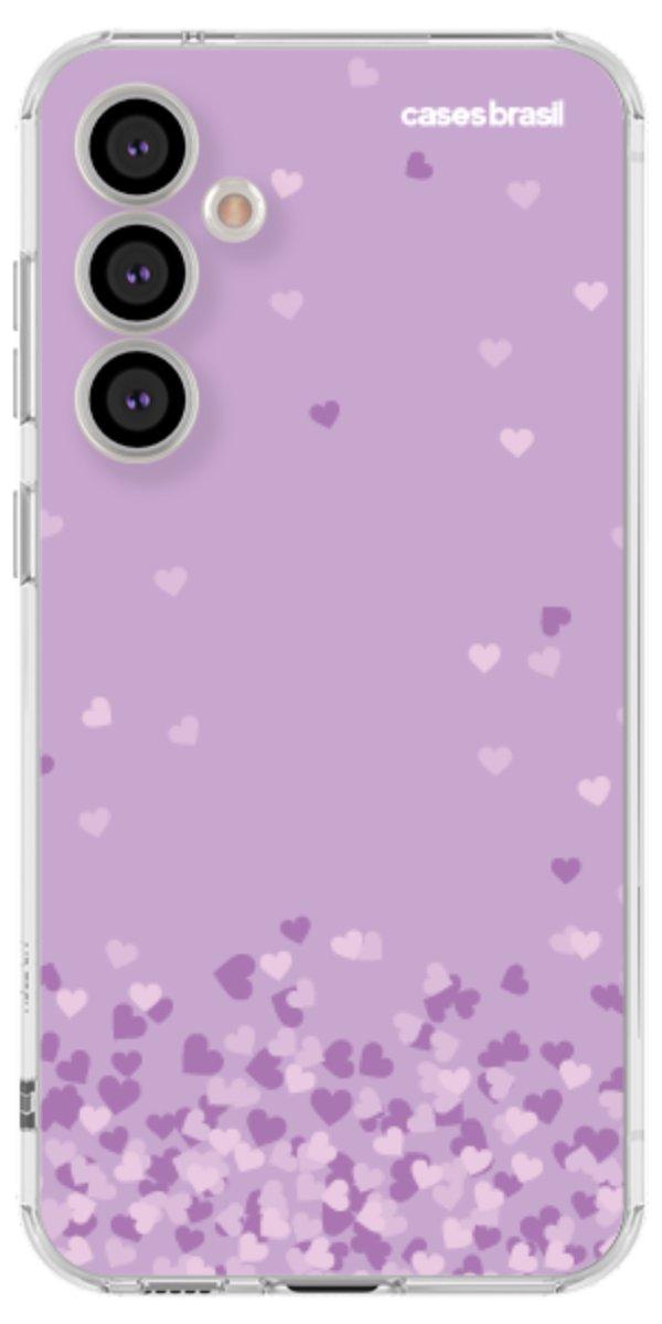 Capinha para Celular Corações Flutuantes Lilás