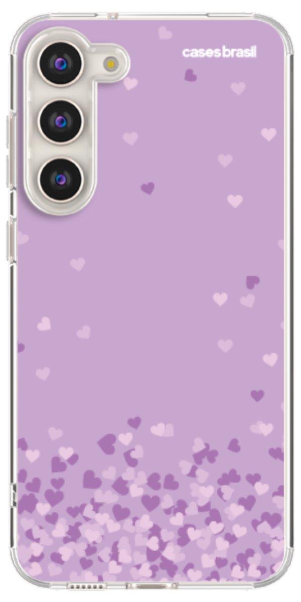 Capinha para Celular Corações Flutuantes Lilás