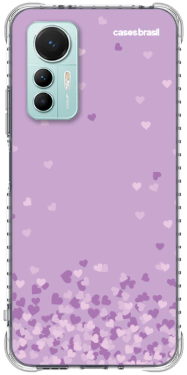 Capinha para Celular Corações Flutuantes Lilás