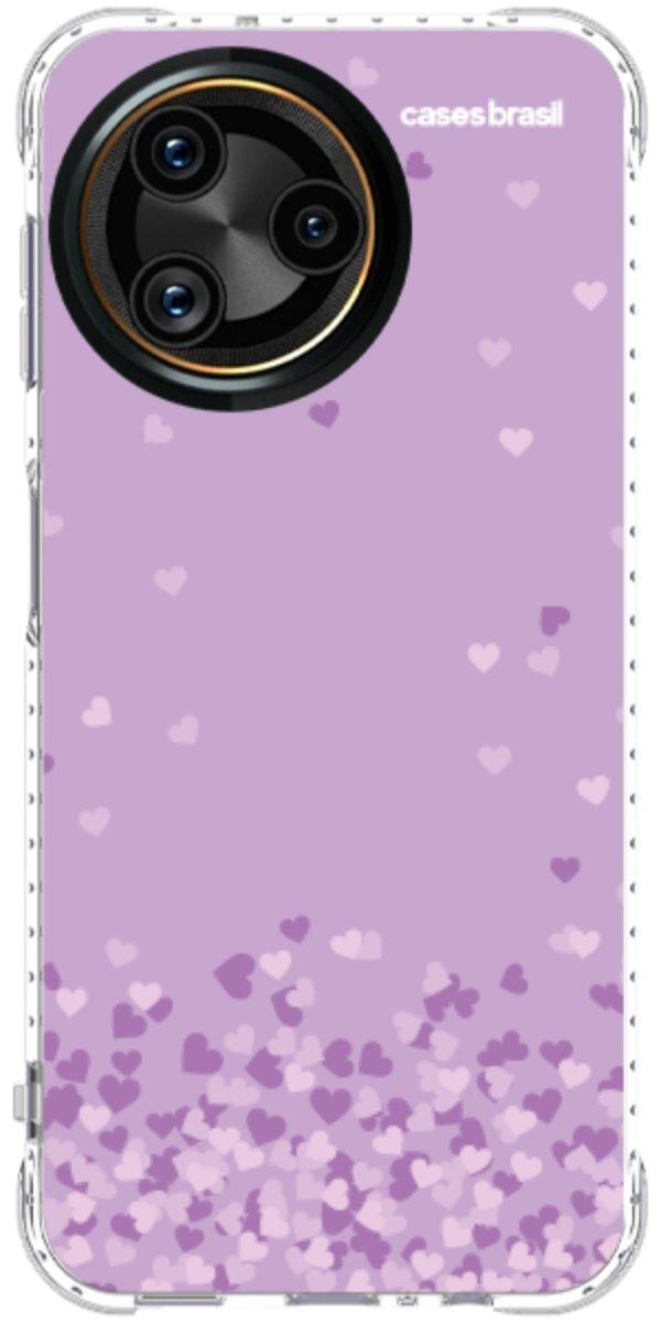 Capinha para Celular Corações Flutuantes Lilás