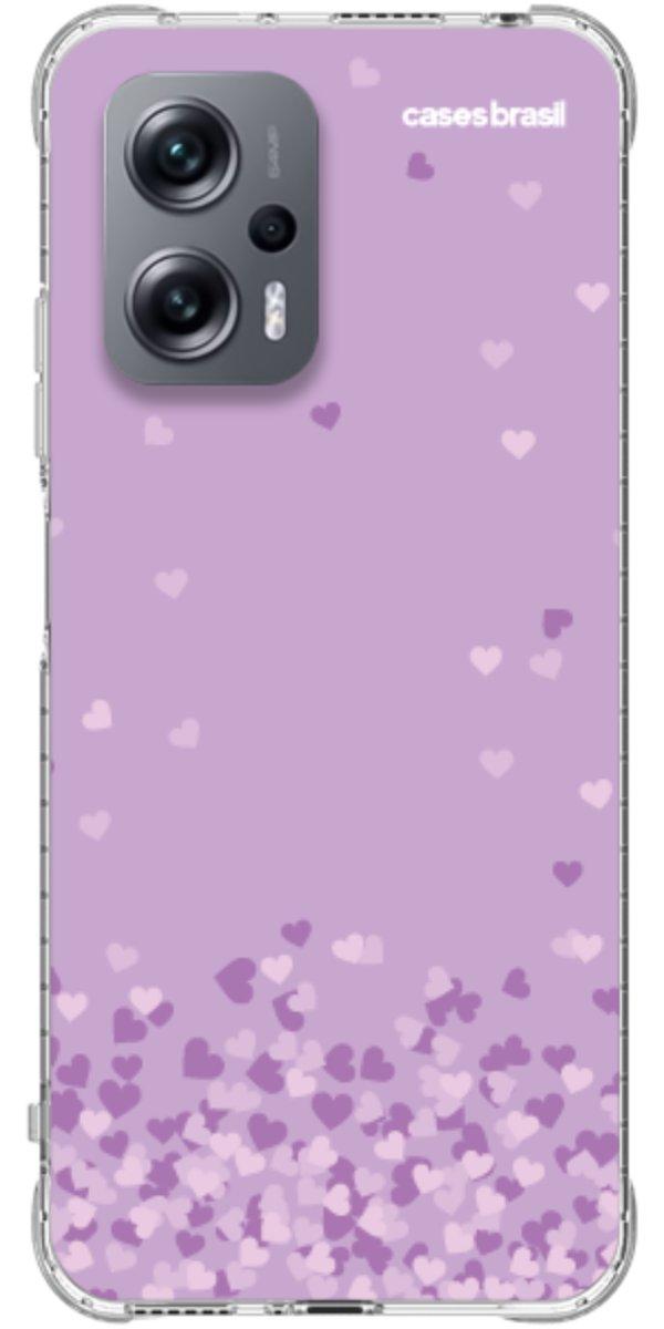 Capinha para Celular Corações Flutuantes Lilás
