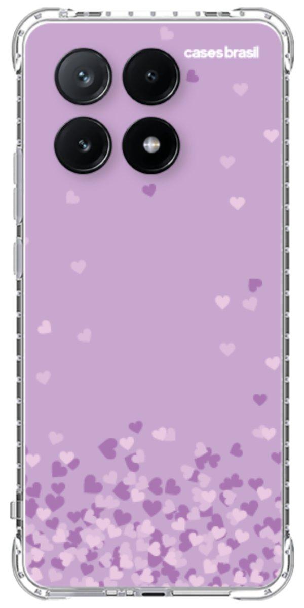 Capinha para Celular Corações Flutuantes Lilás
