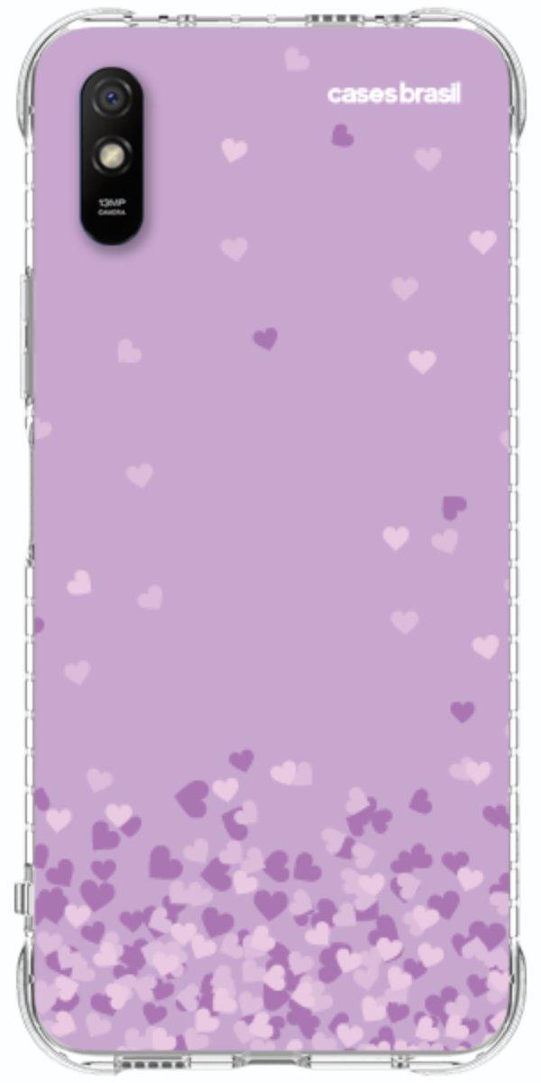 Capinha para Celular Corações Flutuantes Lilás