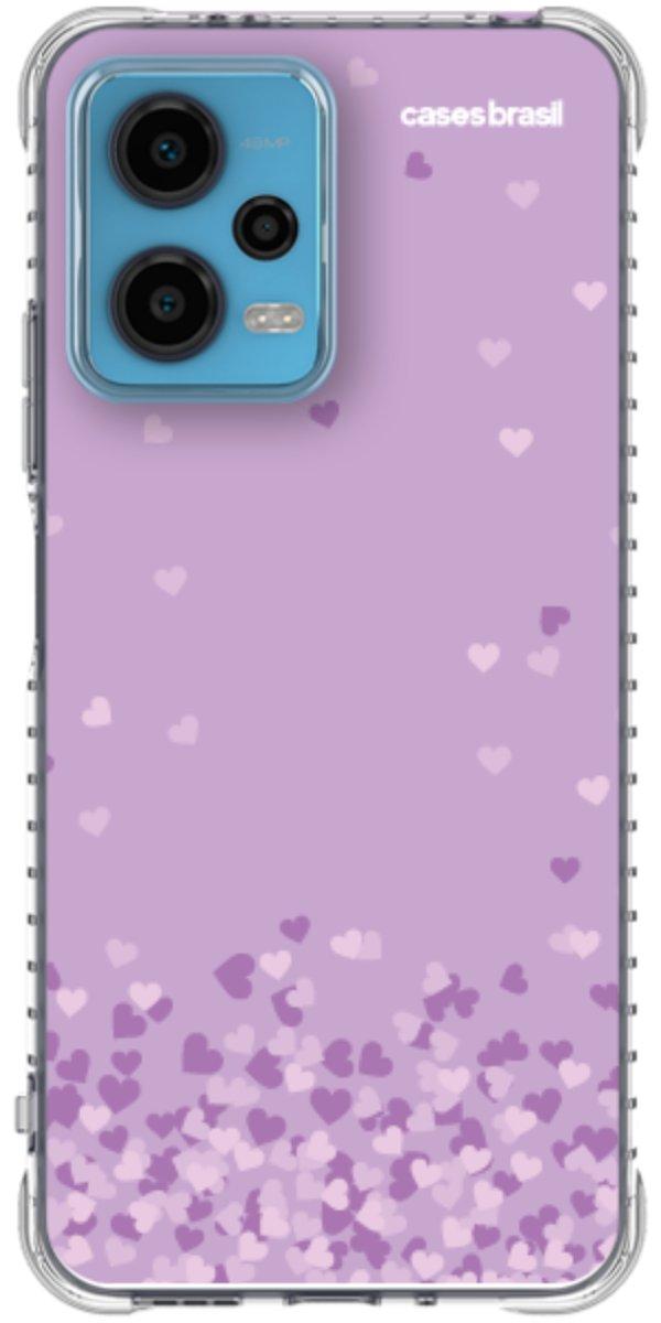 Capinha para Celular Corações Flutuantes Lilás