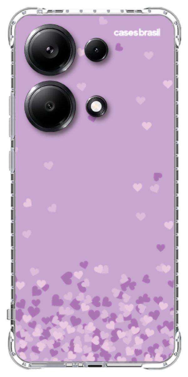 Capinha para Celular Corações Flutuantes Lilás